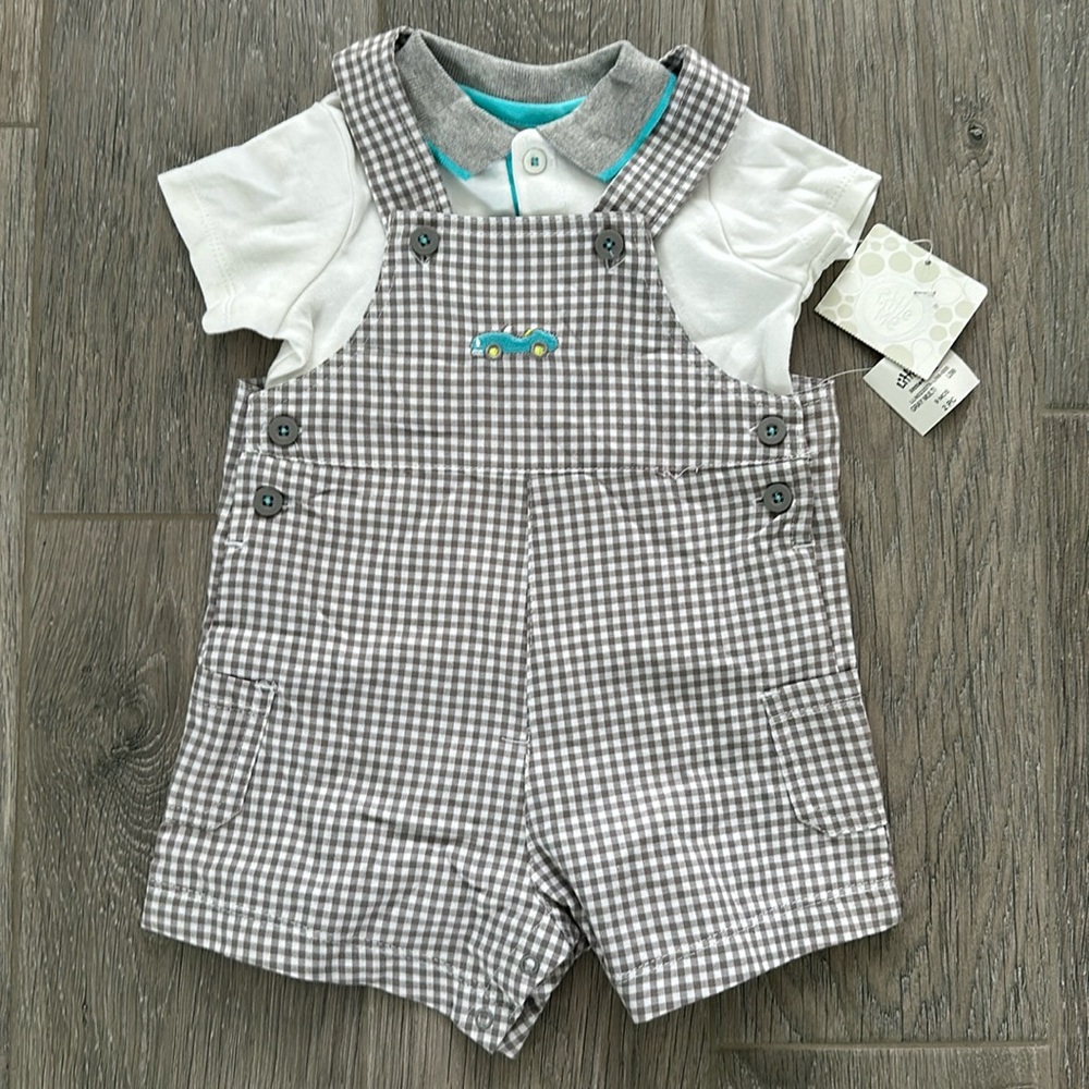Little Me car shortalls and polo shirt combo